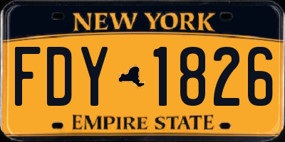 NY license plate FDY1826