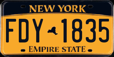 NY license plate FDY1835