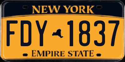 NY license plate FDY1837