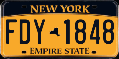 NY license plate FDY1848