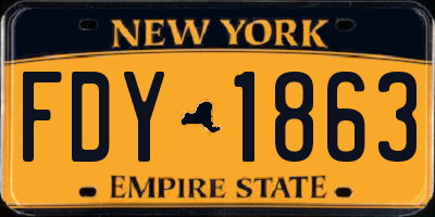 NY license plate FDY1863