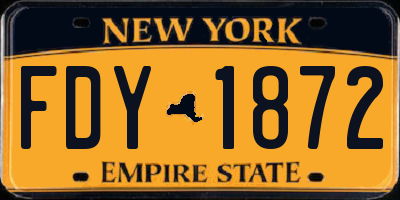 NY license plate FDY1872