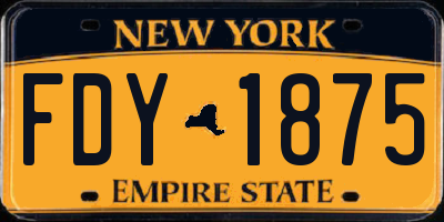 NY license plate FDY1875