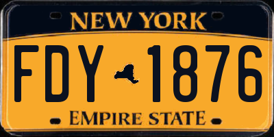 NY license plate FDY1876