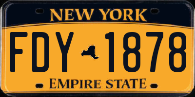 NY license plate FDY1878