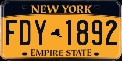 NY license plate FDY1892