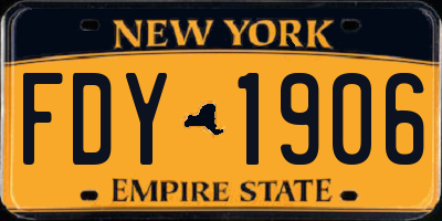 NY license plate FDY1906