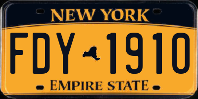 NY license plate FDY1910