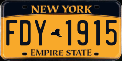 NY license plate FDY1915