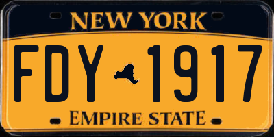 NY license plate FDY1917