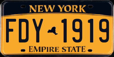 NY license plate FDY1919
