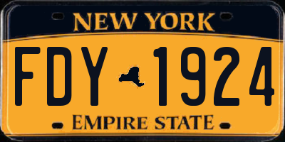 NY license plate FDY1924