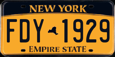NY license plate FDY1929