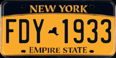NY license plate FDY1933