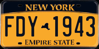 NY license plate FDY1943