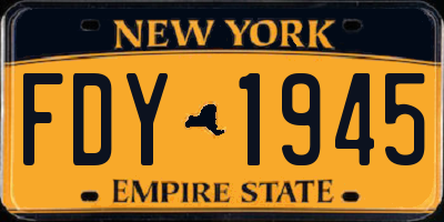 NY license plate FDY1945