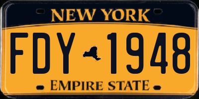 NY license plate FDY1948