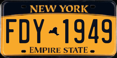 NY license plate FDY1949