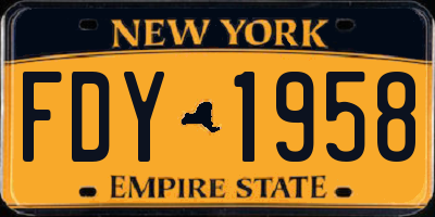 NY license plate FDY1958