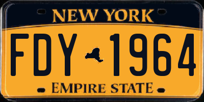 NY license plate FDY1964