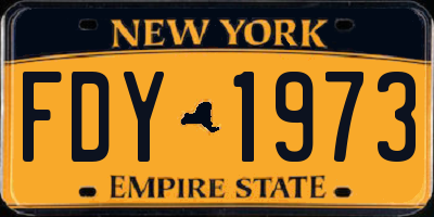 NY license plate FDY1973