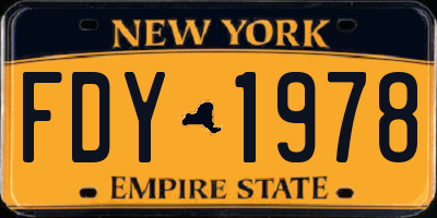 NY license plate FDY1978