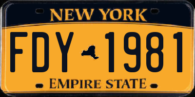 NY license plate FDY1981