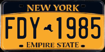 NY license plate FDY1985