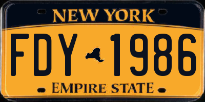 NY license plate FDY1986