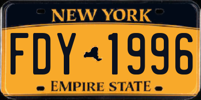 NY license plate FDY1996