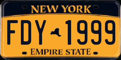 NY license plate FDY1999