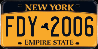 NY license plate FDY2006