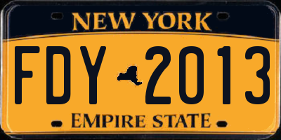 NY license plate FDY2013