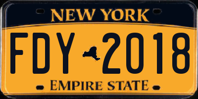 NY license plate FDY2018