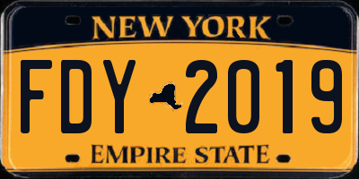 NY license plate FDY2019