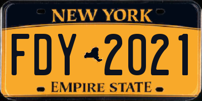 NY license plate FDY2021