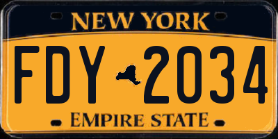 NY license plate FDY2034