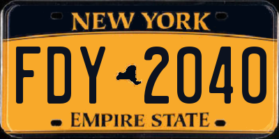 NY license plate FDY2040