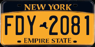 NY license plate FDY2081