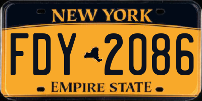 NY license plate FDY2086