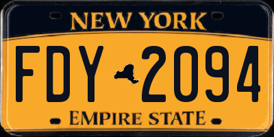 NY license plate FDY2094
