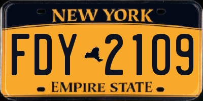 NY license plate FDY2109