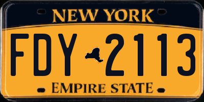 NY license plate FDY2113