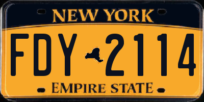 NY license plate FDY2114
