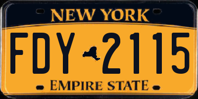 NY license plate FDY2115