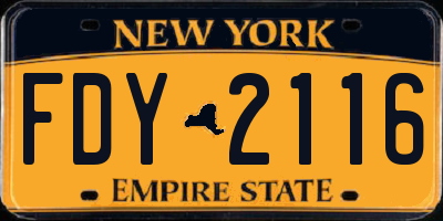 NY license plate FDY2116