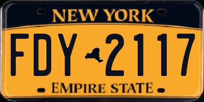 NY license plate FDY2117