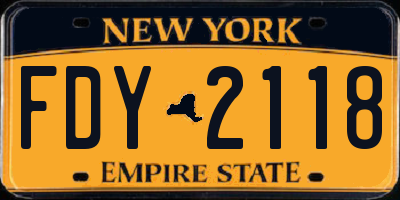 NY license plate FDY2118