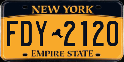 NY license plate FDY2120