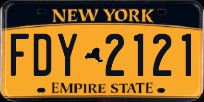 NY license plate FDY2121